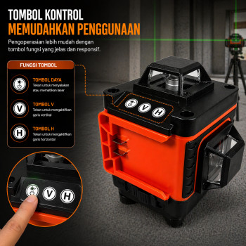 Taffware Laser Level Self Leveling 4D 16 Line with Remote - LD-515