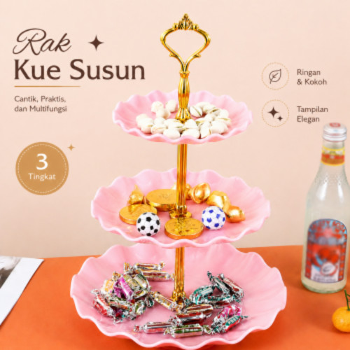 taffhome-rak-kue-susun-3-tingkat-detachable-plate-cake-stand-display-mb-3 TaffHOME Rak Kue Susun 3 Tingkat Detachable Plate Cake Stand Display - MB-3