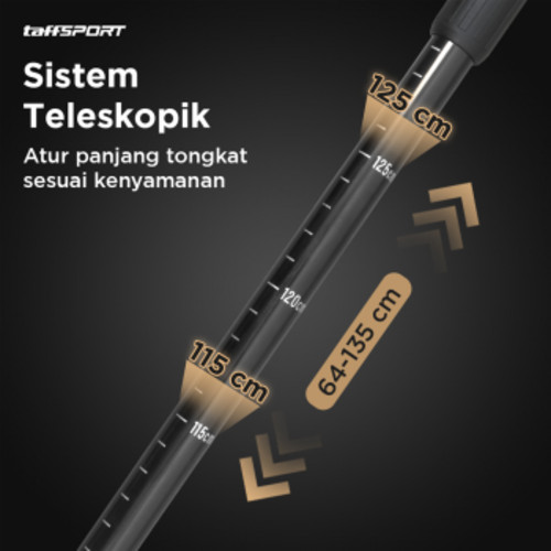 TaffSPORT Tongkat Hiking Telescopic Trekking Pole Antishock 135cm - 7075