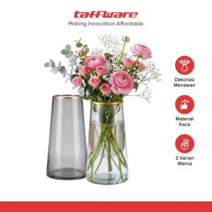 TaffHOME Vas Bunga Kaca Silinder Smooth Nordic Simple Glass Vase - QT072