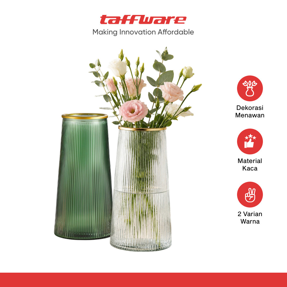 TaffHOME Vas Bunga Kaca Silinder Vertical Nordic Simple Glass Vase – QT072