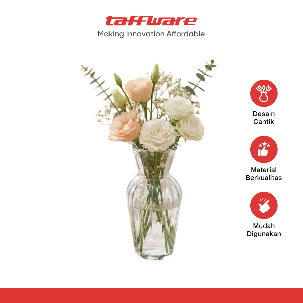 TaffHOME Vas Bunga Kaca Bening Nordic Bottle Vase Flower Pot – MBF-15
