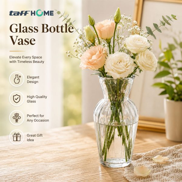 TaffHOME Vas Bunga Kaca Bening Nordic Bottle Vase Flower Pot - MBF-15