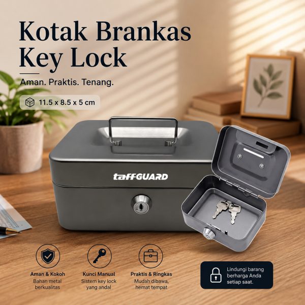 TaffGUARD Brankas Kotak Uang Emas Anti Maling Safety Box 11.5x8.5x5cm - HC-11A