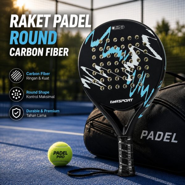 ginee_20260915171700892_8788379761.jpg TaffSPORT Raket Padel Round Carbon Fiber 3.6cm Thickness 365g - 4018
