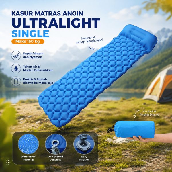 TaffSPORT Kasur Matras Angin Manual Sleeping Pad Waterproof Single - SB-10