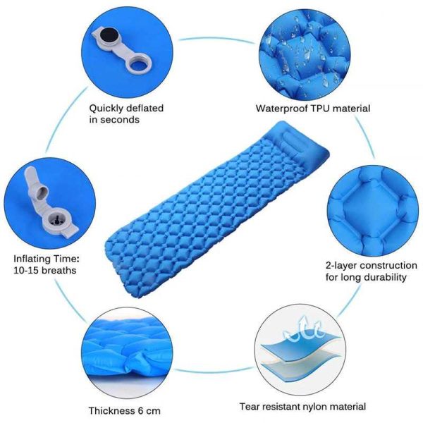 TaffSPORT Kasur Matras Angin Manual Sleeping Pad Waterproof Single - SB-10