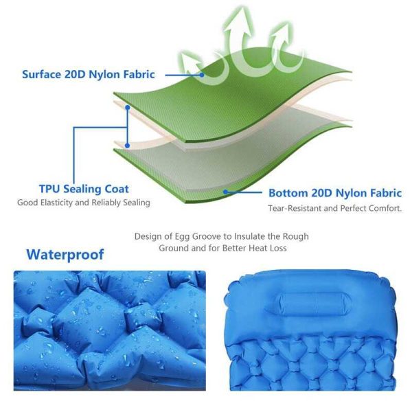 TaffSPORT Kasur Matras Angin Manual Sleeping Pad Waterproof Single - SB-10