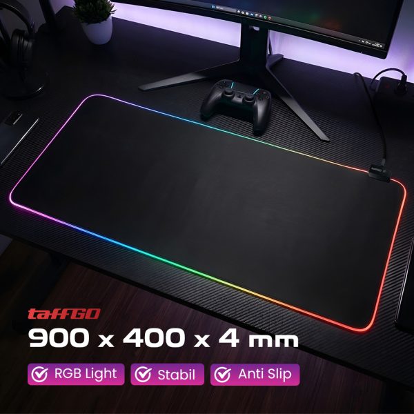 TaffGEAR Mouse Pad Gaming XL Illuminated LED RGB Desk Mat 900x400x4mm - GMS-WT5