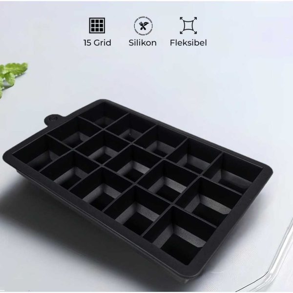 TaffHOME Cetakan Es Batu Silikon Kotak 15 Grid Ice Cube Tray - DY0971