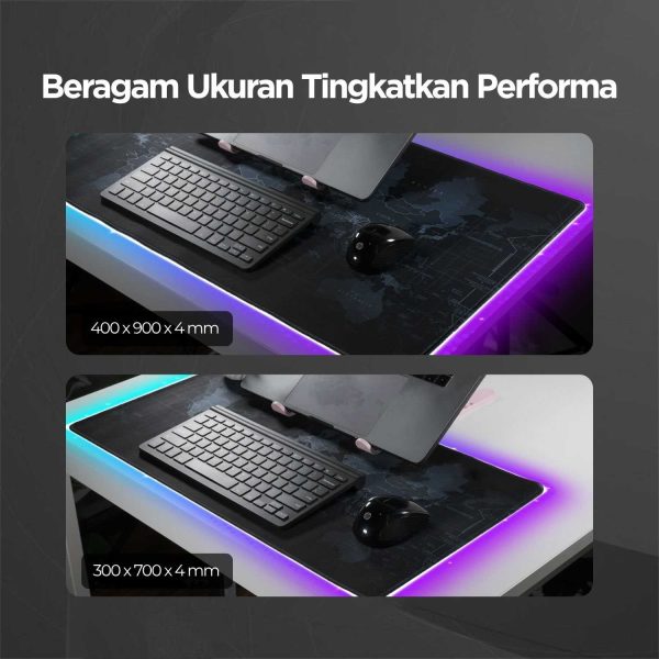 TaffGEAR Mouse Pad Gaming XL RGB LED Peta Dunia Desk Mat - GMS-WT-5
