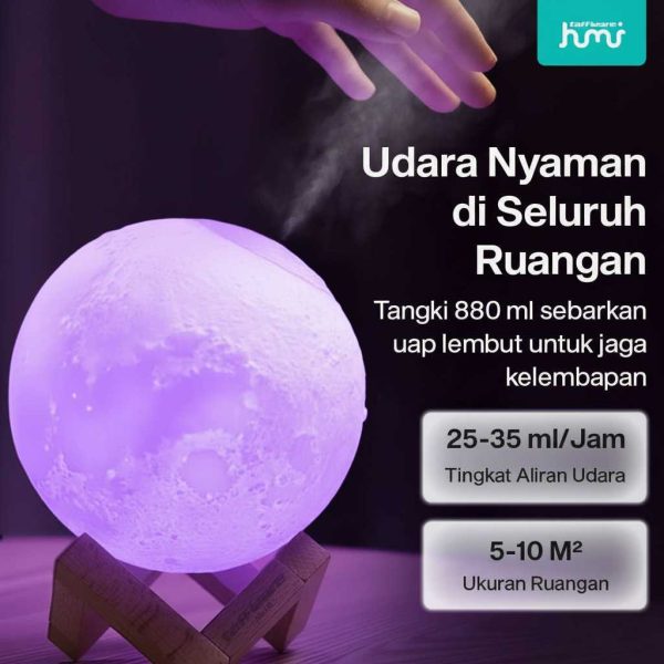 ginee_20260929152032977_7739750544.jpg Taffware HUMI Air Humidifier Ultrasonic 3D Moon RGB Night Light 880ml - AX-08