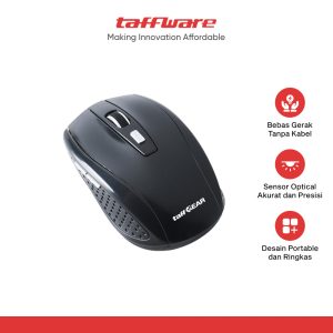 TaffGEAR Mouse Wireless Optical 2.4GHz Ergonomis Portable 6Key 1600DPI - AA-01