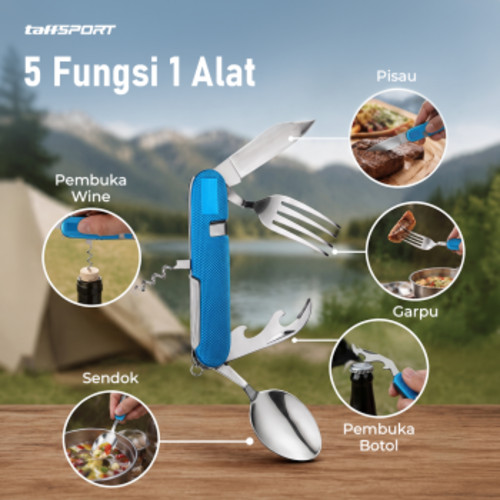 ginee_20260929152410911_8063098687.jpg TaffSPORT Sendok Garpu Pisau Swiss Camping Tools Pocket Knife EDC 5in1 - A008